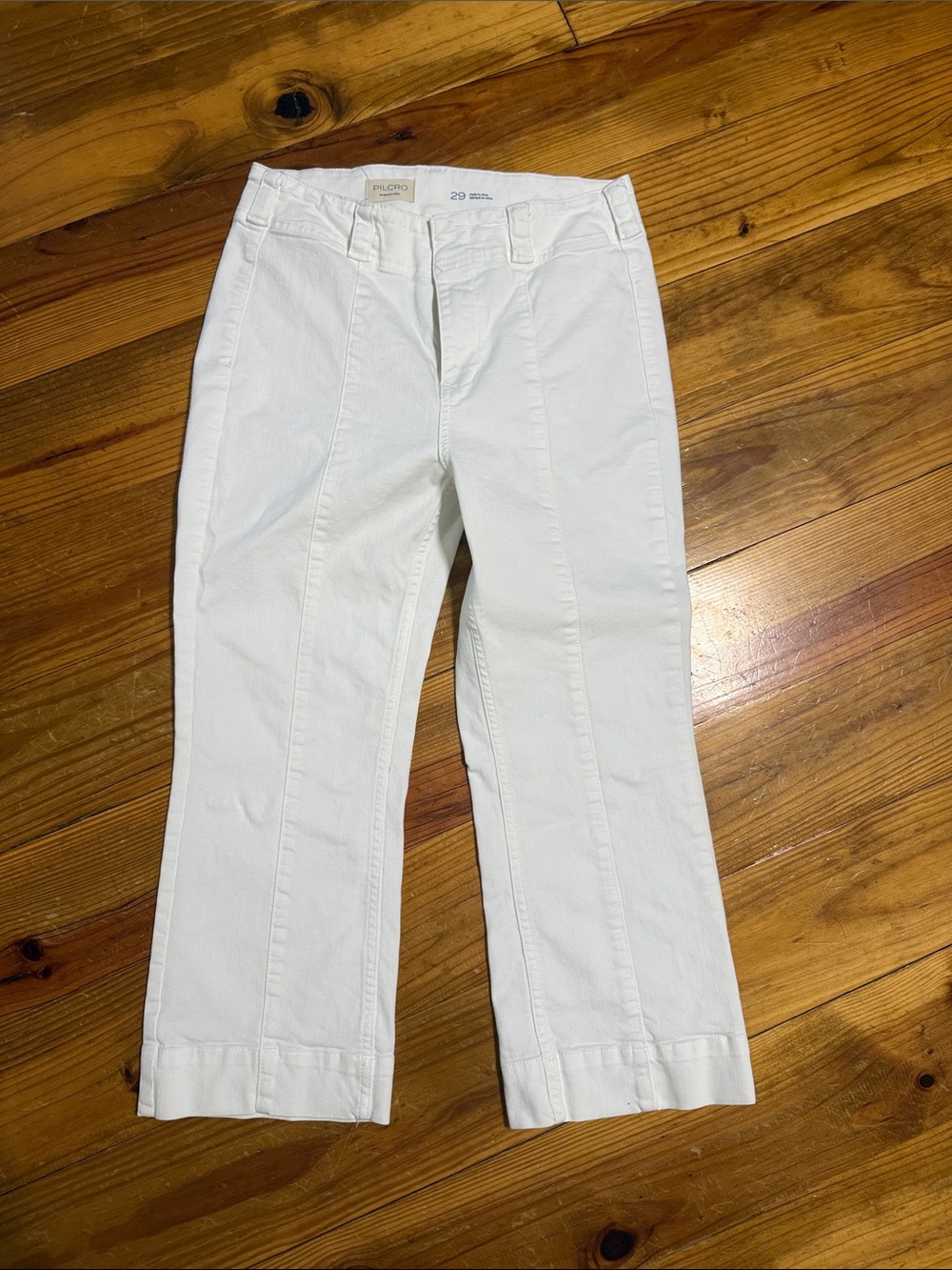 Pilcro White Flare-Seam Cropped Jeans